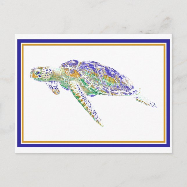 Schwimmen Schildkröte Postkarte (Vorderseite)