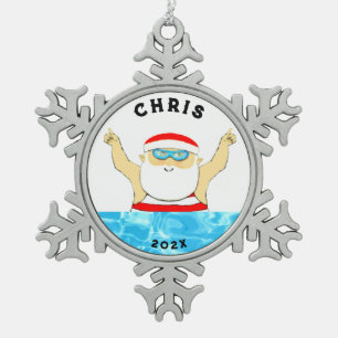 Schwimmen Schneeflocken Zinn-Ornament