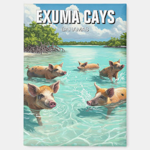 Schwimmen Schweine Exuma Cays Bahamas Reise Magnet
