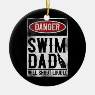 Schwimmen Schwimmer GEFAHR Schwimm Papa  Keramik Ornament