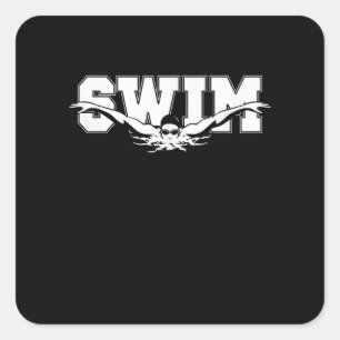 Schwimmen Schwimmer Wettbewerbsfähiges Schwimmen S Quadratischer Aufkleber