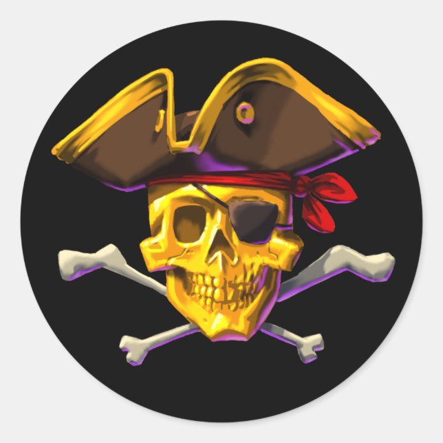 Schwimmen Sie den Gold Aufkleber Gold Schädel schw (Vorderseite)