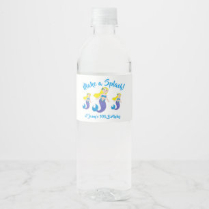Schwimmen Sie die Geburtstagsparty der Meerjungfra Wasserflaschenetikett
