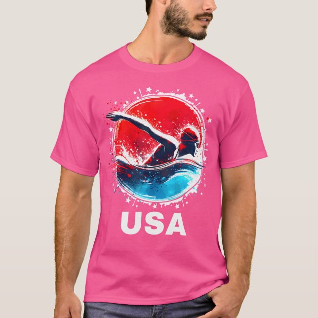 Schwimmen Team United Staaten Bekleidete amerikani T-Shirt (Vorderseite)