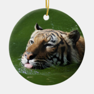 Schwimmen-Tiger-Verzierung Keramik Ornament