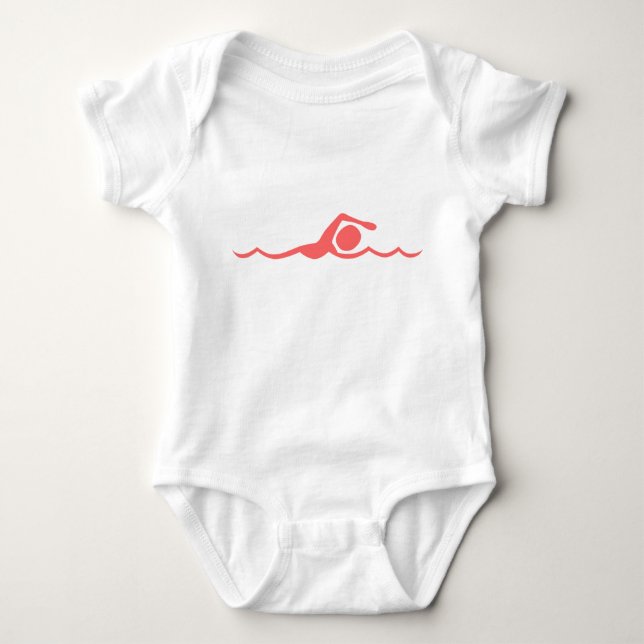Schwimmen - Tropisch rosa Baby Strampler (Vorderseite)