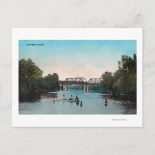 Schwimmen und Bootfahren im Wintersee Postkarte