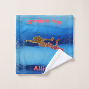 Schwimmen unter Wasser Funkelnd Baden Waschlappen