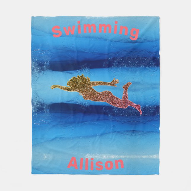 Schwimmen unter Wassermädchen Fleece Blanket (Vorderseite)