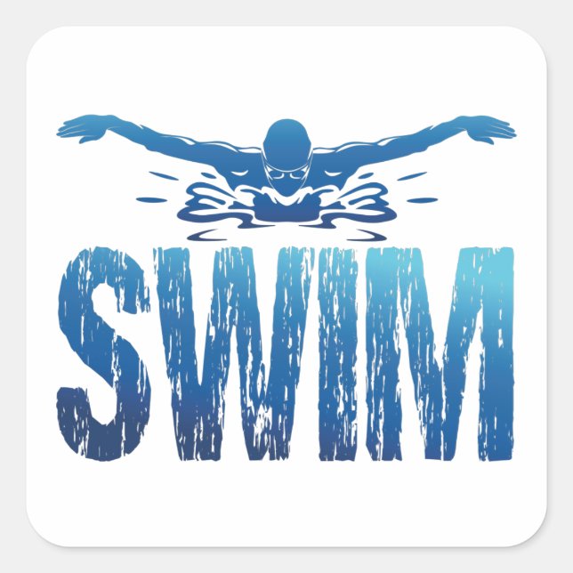 Schwimmen - Vintages Baden Quadratischer Aufkleber (Vorderseite)