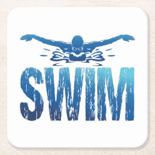 Schwimmen - Vintages Baden Rechteckiger Pappuntersetzer