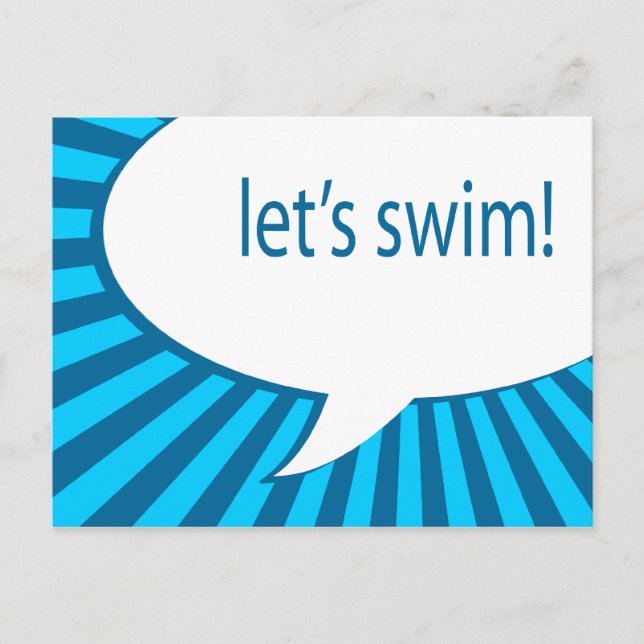 Schwimmen wir! Sprechblase im Comic Postkarte (Vorderseite)