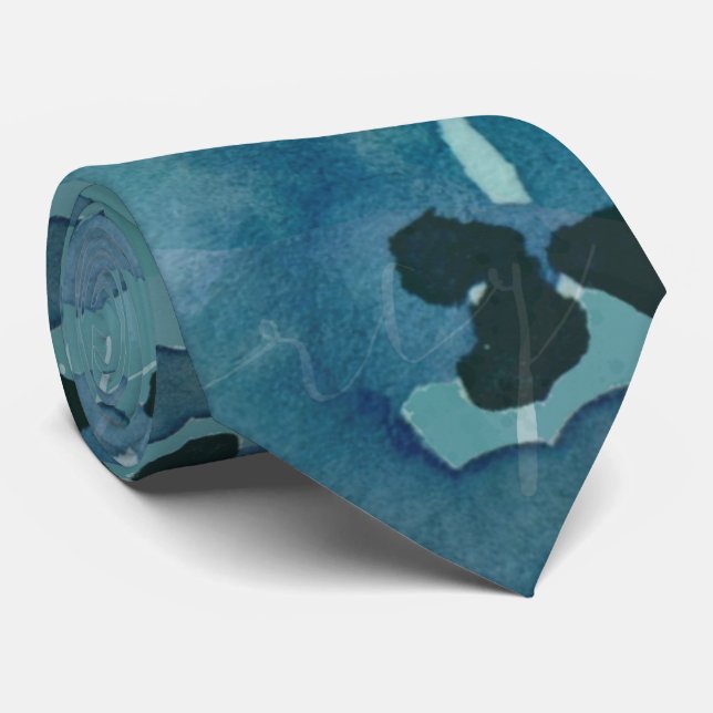 Schwimmende Aquamarine Wasserfarbe Krawatte (Gerollt)