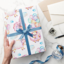 Schwimmende Balloons Lämmchen in Pastellfarben Geschenkpapier