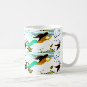 schwimmende brünette Meerjungfrau-Tasse Tasse