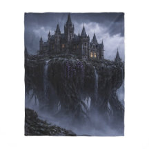 Schwimmende Burg Wasserfälle Fleece-Decke