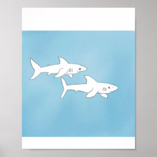 Schwimmende Haie Poster