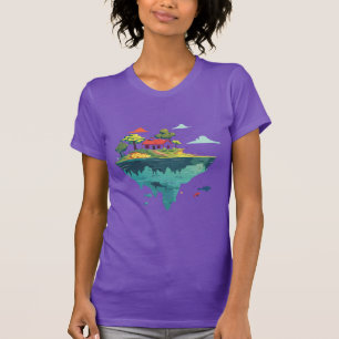 Schwimmende Insel-Cottage-Grafik-T-Shirt – Fantasy T-Shirt