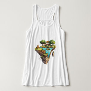 Schwimmende Insel Fantasy Grafik T-Shirt – Magisch Tank Top