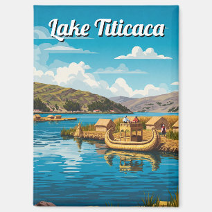 Schwimmende Inseln des Titicacasees Vintage Magnet