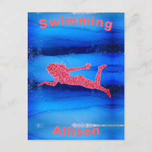 Schwimmende Mädchen unter Wasser    Postkarte