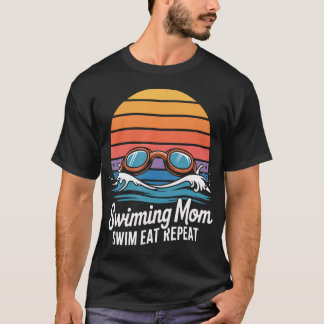 Schwimmende Mutter Schwimmen Essen Wiederholen Ret T-Shirt