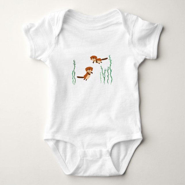 Schwimmende Otter Baby Strampler (Vorderseite)
