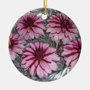Schwimmende rosa Dahlien Keramik Ornament