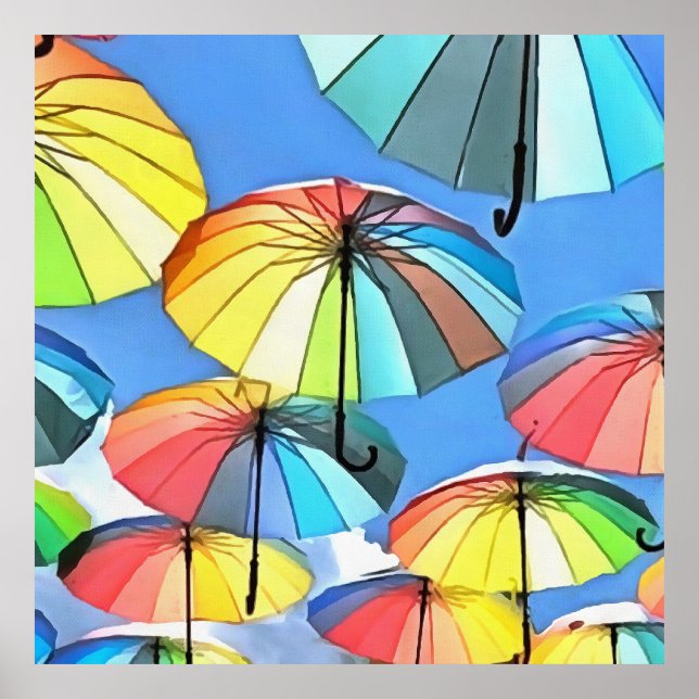 Schwimmende Sonnenschirme Art Poster (Vorne)