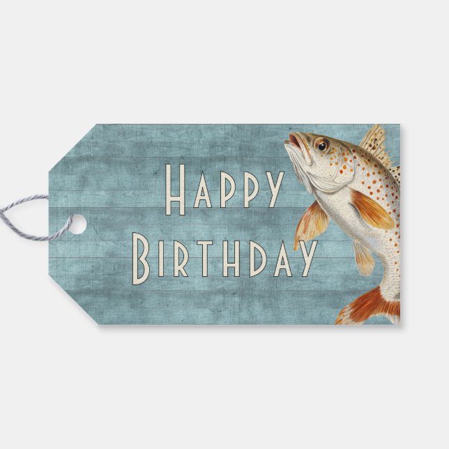 Schwimmender Fisch Ozean Blau Geschenkanhänger (Rückseite Horizontal)