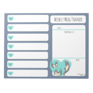 Schwimmender Flussotter-Wochenmahlzeitplaner-Notiz Notizblock