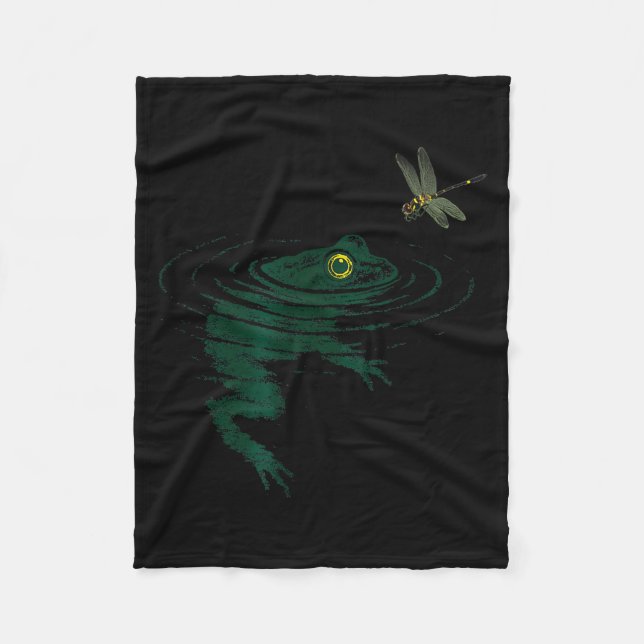 Schwimmender Frosch, Libellen Frosch, Lustige Tier Fleecedecke (Vorderseite)