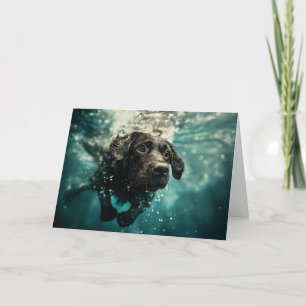 Schwimmender Labrador Welpe Unterwasser Design Karte