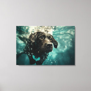 Schwimmender Labrador Welpe Unterwasser Design Leinwanddruck