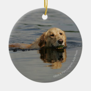 Schwimmendes golden retriever keramik ornament