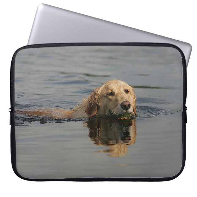Schwimmendes golden retriever laptopschutzhülle (Vorderseite)