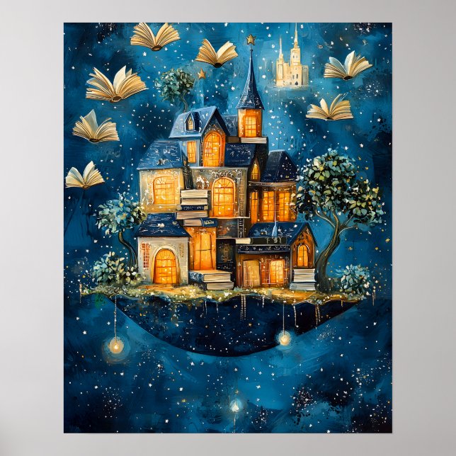 Schwimmendes Haus der Fantasy-Kunstposter Bücher Poster (Vorne)