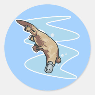 schwimmendes Schnabeltier Runder Aufkleber
