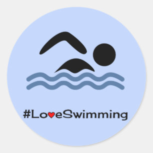 Schwimmendes Titelblau der Liebe Runder Aufkleber