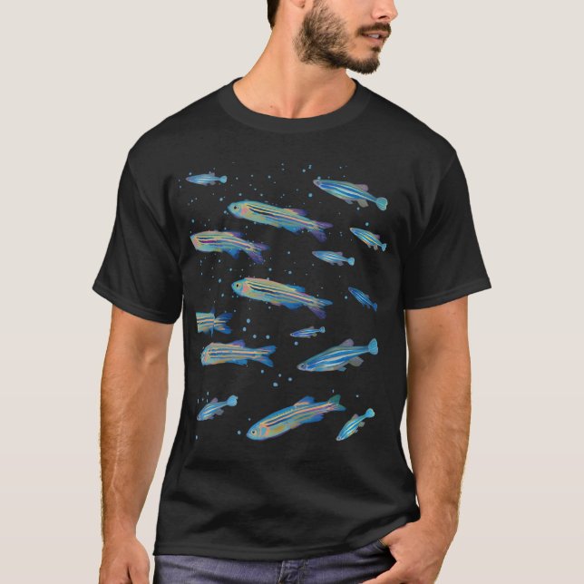 Schwimmendes Zebrafisch-Muster T-Shirt (Vorderseite)