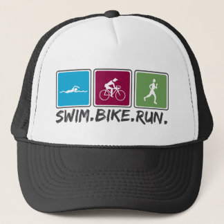 Schwimmenfahrrad laufen gelassen (Triathlon) Truckerkappe