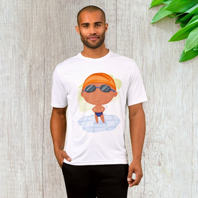 Schwimmer Junge in Glöckchen und Schwimmenkap T-Shirt (Von Creator hochgeladen)