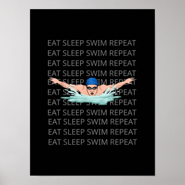 Schwimmer Liebe Funny Swimming Junge Sport Poster (Vorne)