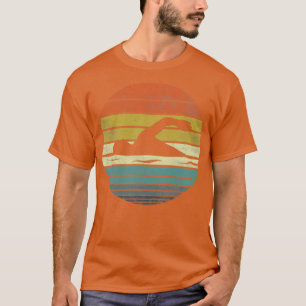Schwimmer Lustig Retro Vintage Sonnenuntergang Sch T-Shirt
