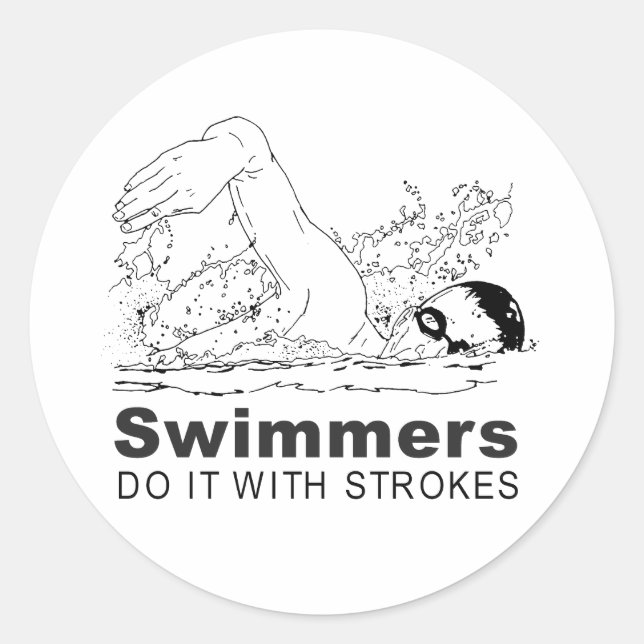 Schwimmer machen das mit Schlagstöcken Runder Aufkleber (Vorderseite)