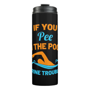 Schwimmer Pech im Pool Thermosbecher
