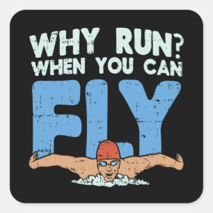 Schwimmer Quadratischer Aufkleber