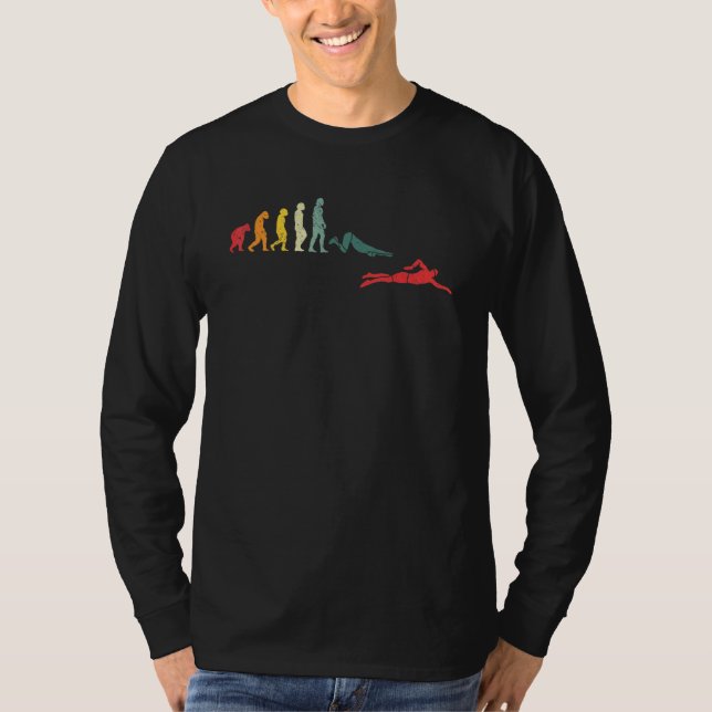 Schwimmer Retro Evolution Schwimmen Vintag T-Shirt (Vorderseite)