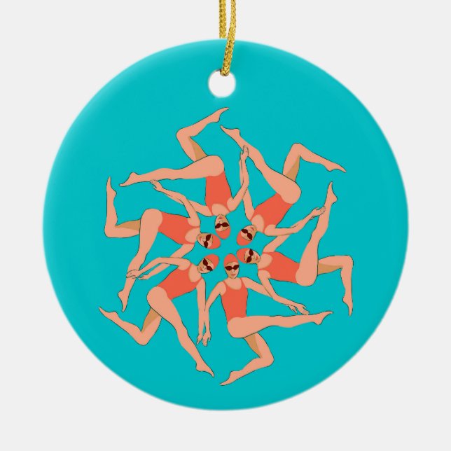 Schwimmer - Synchronschwimmkurographie Keramik Ornament (Vorne)