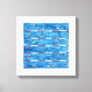 Schwimmer während des Aufwärmens im Aquarell Leinwanddruck